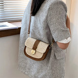 Braided Beach Ladies Saddle Bag Woven Rattan Bags For Ladies