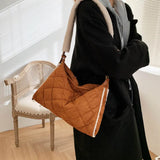 Cotton Shoulder Bag Large Capacity Shopping Handbag Plaid Shoulder Satchel