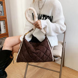 Cotton Shoulder Bag Large Capacity Shopping Handbag Plaid Shoulder Satchel