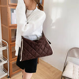 Cotton Shoulder Bag Large Capacity Shopping Handbag Plaid Shoulder Satchel