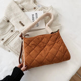 Cotton Shoulder Bag Large Capacity Shopping Handbag Plaid Shoulder Satchel