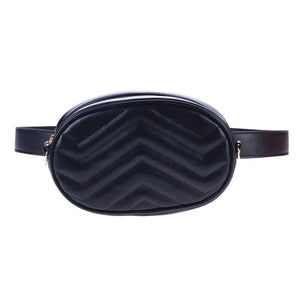 Round Waist Bag Women Beige Leather Chest Handbag