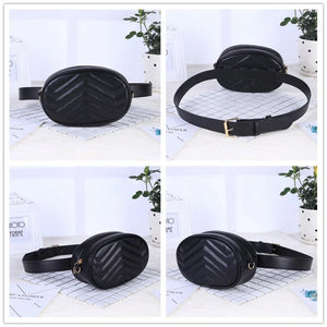 Round Waist Bag Women Beige Leather Chest Handbag