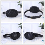 Round Waist Bag Women Beige Leather Chest Handbag
