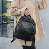Women's Pu Leather Travel Backpack Large Capacity School Bag