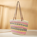 Colorful Bohemian Straw Woven Shoulder Bag for Women