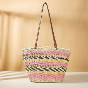 Colorful Bohemian Straw Woven Shoulder Bag for Women