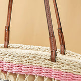 Colorful Bohemian Straw Woven Shoulder Bag for Women