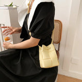 Braided Women PU Leather Mini Shoulder Messenger Bag Small Bucket Tote Crossbody
