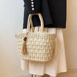 Straw Handbags Women Tote Bags Clutch Pu Crossbody Shopping for Ladies