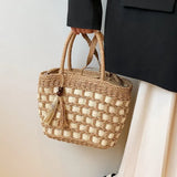 Straw Handbags Women Tote Bags Clutch Pu Crossbody Shopping for Ladies