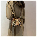Leopard Pattern Bucket Bag for Office Lady