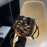 Leopard Pattern Bucket Bag for Office Lady
