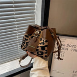 Leopard Pattern Bucket Bag for Office Lady