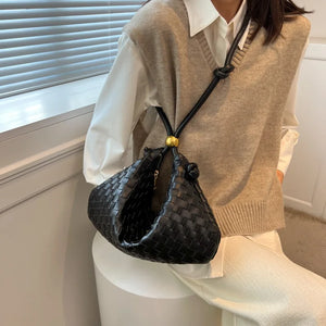 Retro Style Ladies Handbags Soft Solid Braided Decoration Crossbody Bags