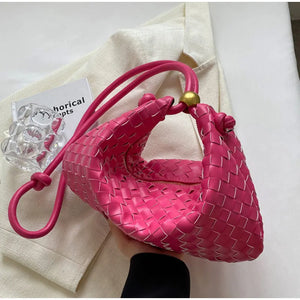 Retro Style Ladies Handbags Soft Solid Braided Decoration Crossbody Bags
