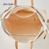 Canvas Handbag Solid Style Shoulder Bag for Women Vintage Large Capacity Tote