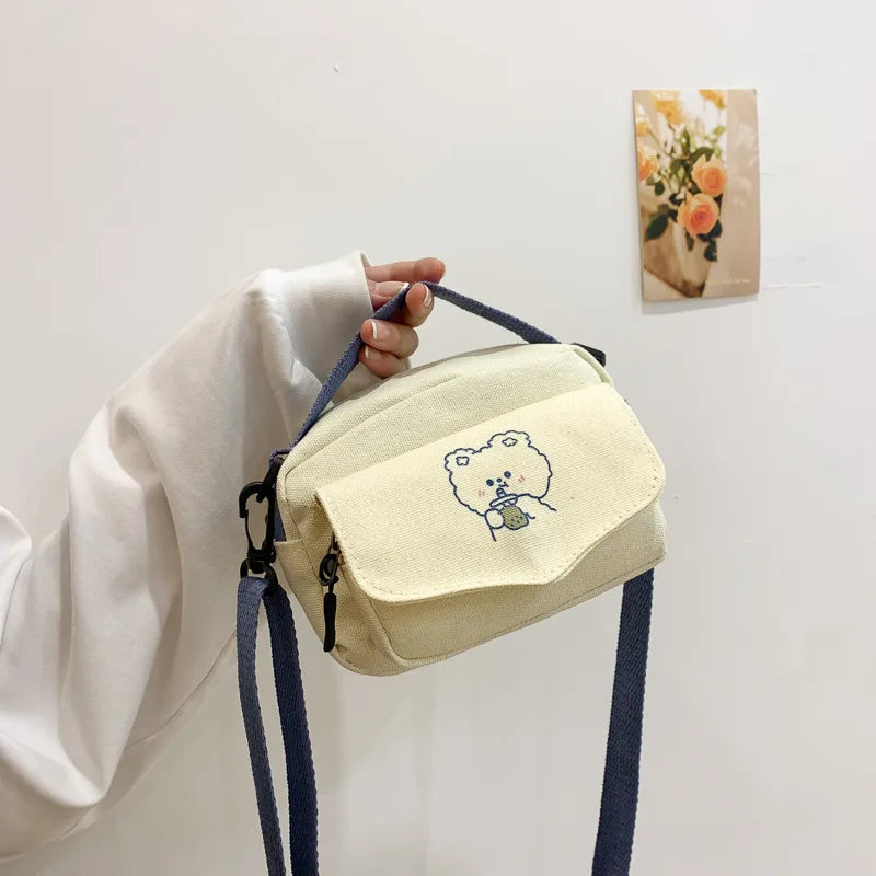 Canvas Small Fresh Lady One-Shoulder Bag Cartoon Print