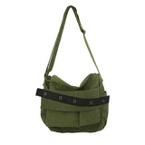 Canvas Solid Shoulder Bag Unisex Messenger Bag