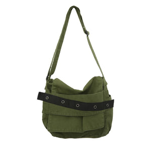 Canvas Tooling Solid Shoulder Bags Unisex Messenger College Crossbody Bags