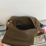 Canvas Solid Shoulder Bag Unisex Messenger Bag