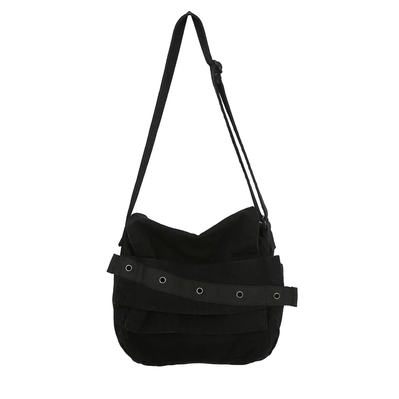 Canvas Solid Shoulder Bag Unisex Messenger Bag