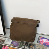Canvas Solid Shoulder Bag Unisex Messenger Bag