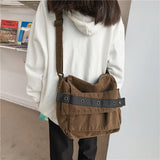 Canvas Solid Shoulder Bag Unisex Messenger Bag