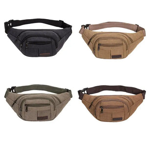 Canvas Waist Bag Vintage Leisure Canvas Bag Running Cycling