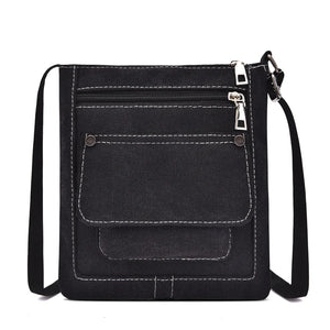 Canvas Women Single Strap Small Shoulder Bags Solid Zipper Cross-body Bags