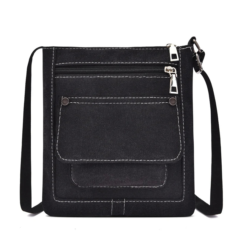 Canvas Women Single Strap Small Shoulder Bags Solid Zipper Cross-body Bags