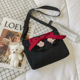 Canvas Small Shoulder Bag with Bow for Girls