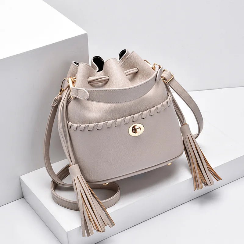 Solid Crossbody Shoulder Bag For Women Hangbag Wallet Femme Bucket Bag