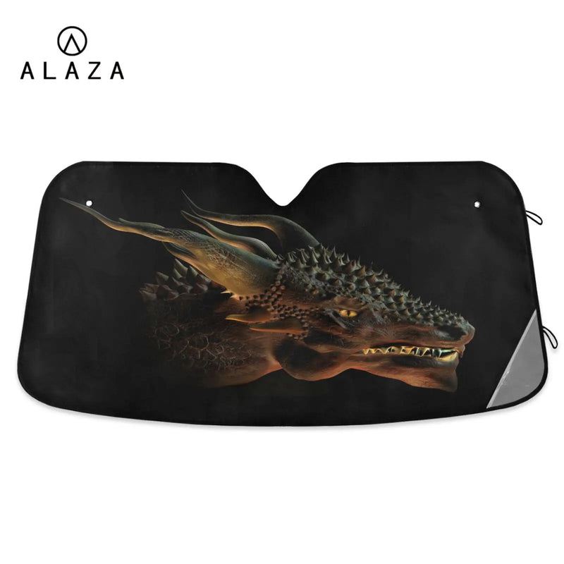 Dragon Print Car Heated Windshield Sunshade Auto Sun Visor