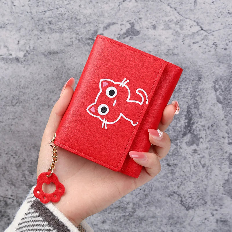 Cat Girls Cartoon Wallet Women's Short Three-fold Wallet for Men