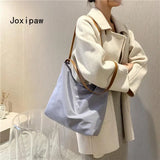 Casual Canvas Shoulder Bag Vintage Solid Tote Bags Female Large Capacity Handbag