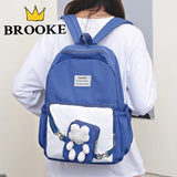 Girls Cartoon Bookbag Green Purple School Backpack