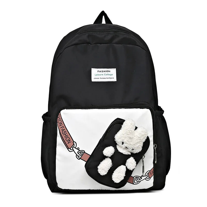 Girls Cartoon Bookbag Green Purple School Backpack