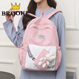 Girls Cartoon Bookbag Green Purple School Backpack