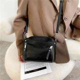 Casual Leather Bucket Bag Solid Summer Ladies Shoulder Handbag