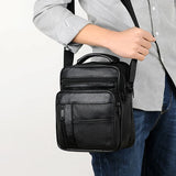 Men's Business Leather Mini Crossbody Bag Cow Skin Single Shoulder Messenger