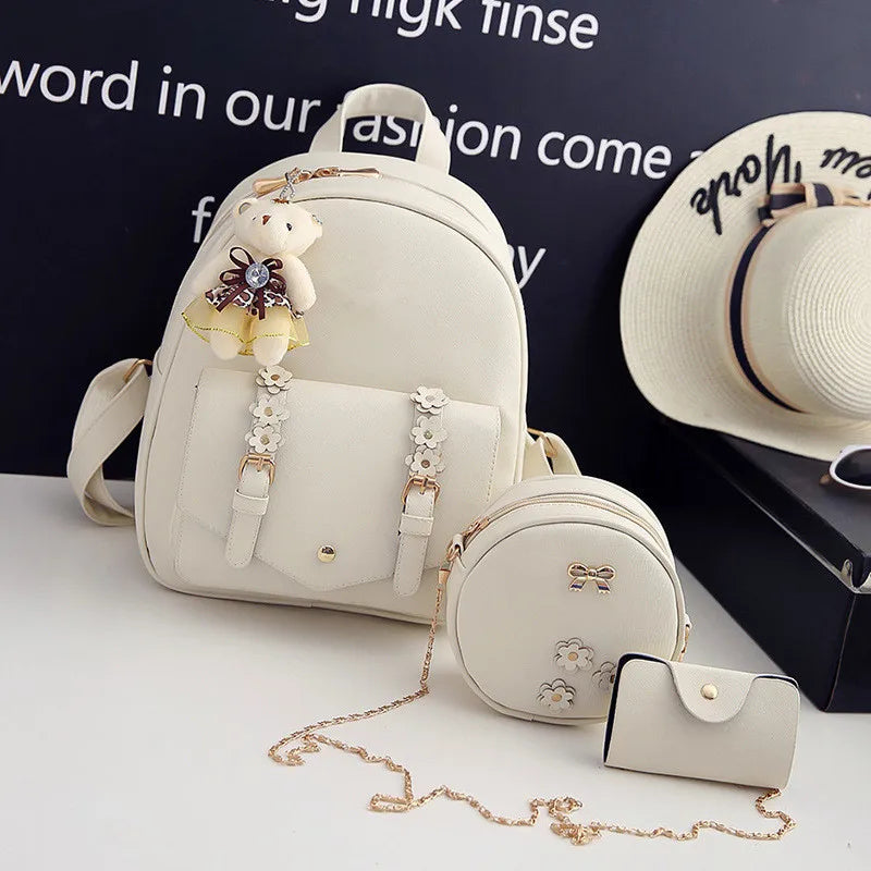 Casual Women's PU Leather Backpack High Student Schoolbag