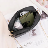 Chain Embroidery Leather Shoulder Bag, Fringed Crossbody Handbag