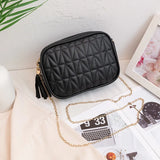Chain Embroidery Leather Shoulder Bag, Fringed Crossbody Handbag