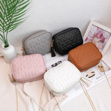 Chain Embroidery Leather Shoulder Bag, Fringed Crossbody Handbag