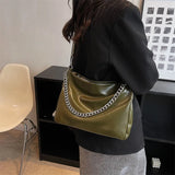 Chain Women Large Capacity Tote Bag Shoulder Bag PU Leather Handbags