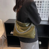 Chain Women Large Capacity Tote Bag Shoulder Bag PU Leather Handbags