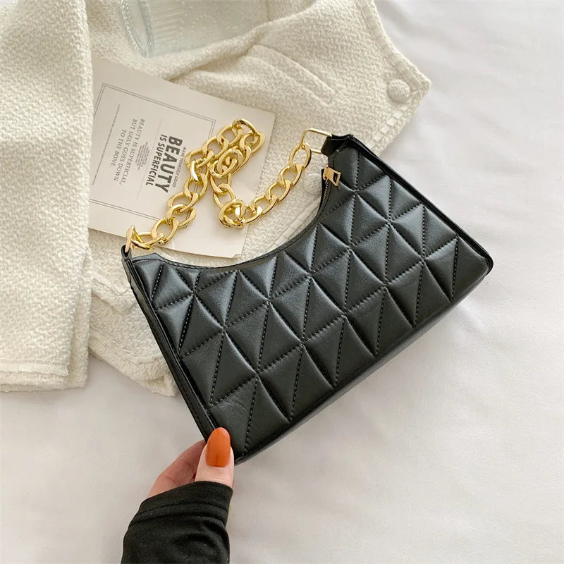 Plaid Pu Leather Women Shoulder Bag Handbags Underarm Bags