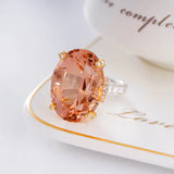 Champagne Pigeon Eggs Morganite Stone Ring Silver Cubic Zirconia