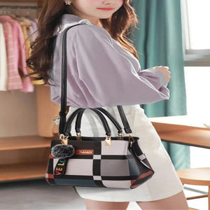 Checkered Women's Shoulder Bag Large Capacity Handbag